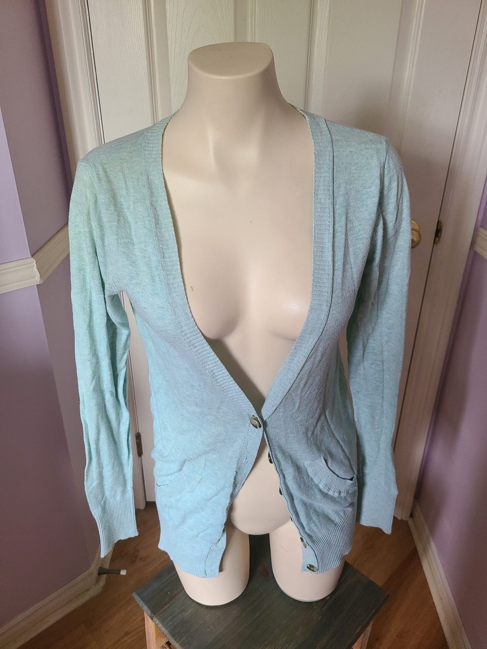 Mossimo Supply Co. Light Aqua Button-Front Women's Cardigan
